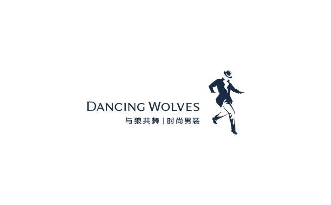 时尚男装品牌与狼共舞标志矢量图