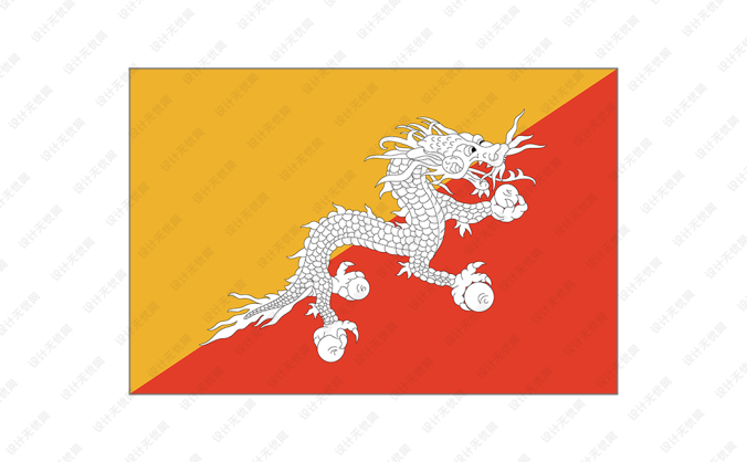 不丹国旗矢量图