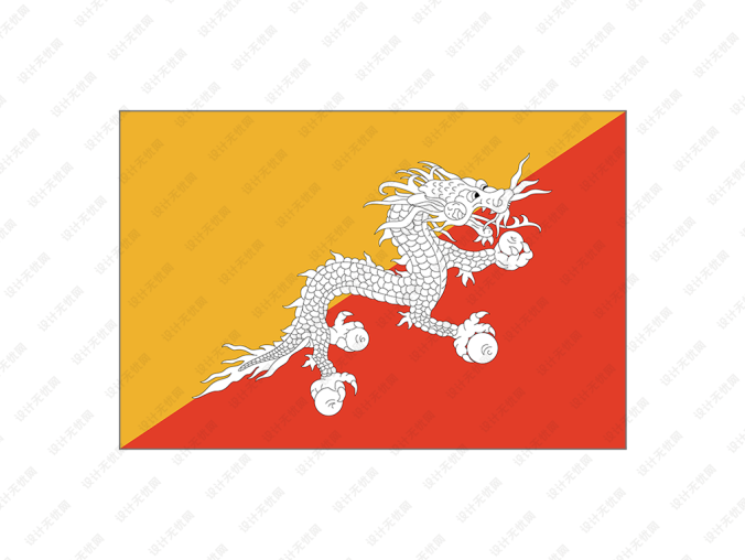 不丹国旗矢量图